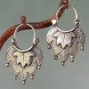 Wide Double-layer Leaf Design Metal Earrings