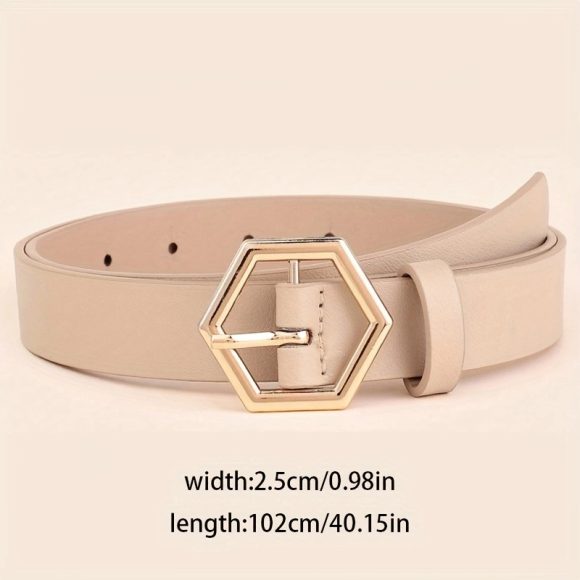 Women's Hexangular Star Irregular Gold Buckle PU Belt - Image 5