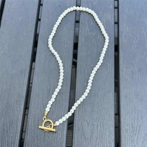 New Stainless Steel Pearl OT Buckle Necklace - Image 6