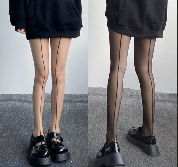 Women's Retro Front And Back Wearable Vertical Stockings - Image 2