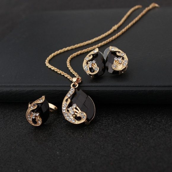 Geometric Gem Earrings Necklace Jewelry Suit - Image 2