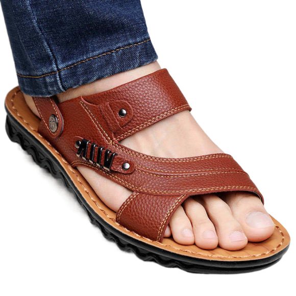 First Layer Cowhide Men's Sandals Summer Genuine Leather Sandals - Image 5