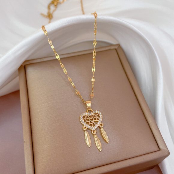 Ethnic Style Dreamcatcher Light Luxury Temperament Full Diamond Necklace - Image 4