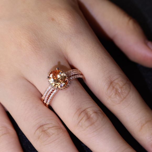 Women's Round Diamond Ring Set Refined And Simple Personality Ring - Image 2