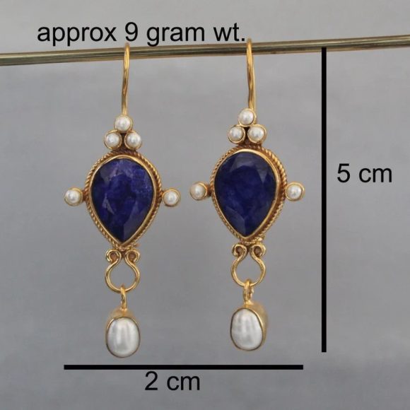 Pearl Pendant Inlaid Gemstone Earrings Original - Image 3