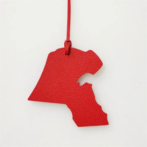 Map-shaped Leather Handbag Pendant - Image 3
