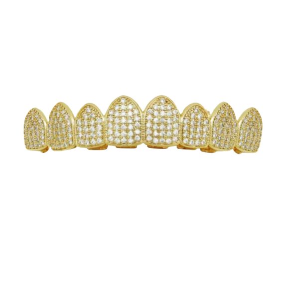 Hip Hop Tooth Socket Copper Zircon Micro British Real Gold Non-fading Tooth Decoration - Image 7