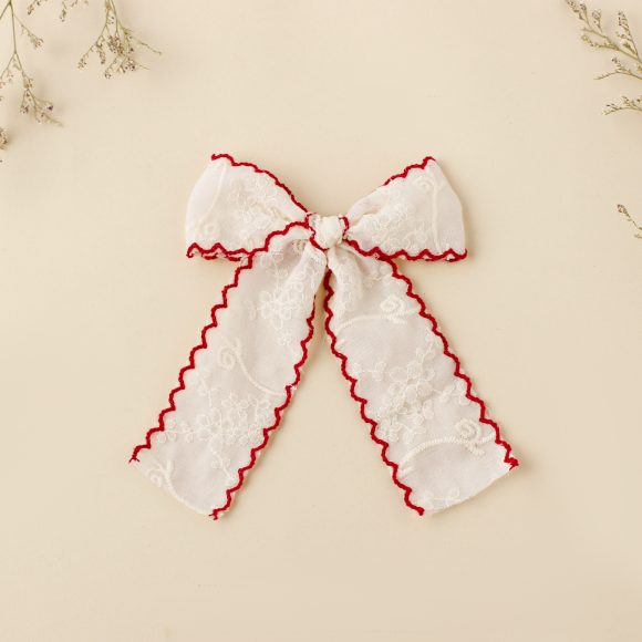Barrettes Embroidered Lace Dovetail Bow Girl's Hairpin Back Head - Image 8