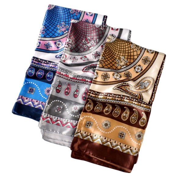 Minimalist Pattern Satin Kerchief Cashew Nut Silk Towel - Image 8