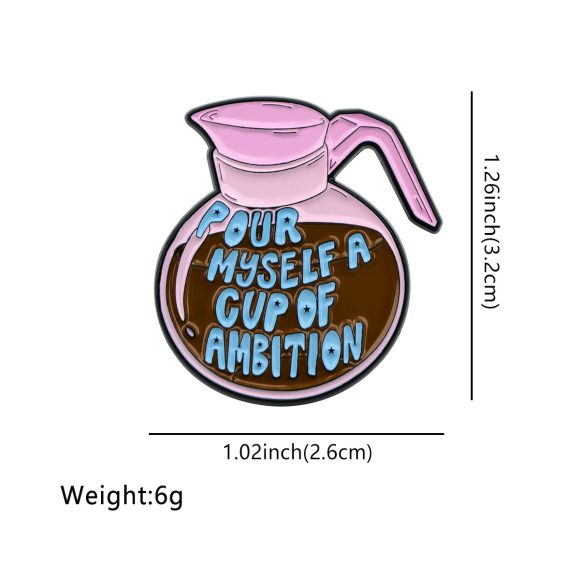 Cartoon Golden M Badge Coffee Quotation Brooch - Image 8