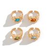 European And American Fashion Cool Pleated Lava Metal Gemstone Ring For Men - Image 2