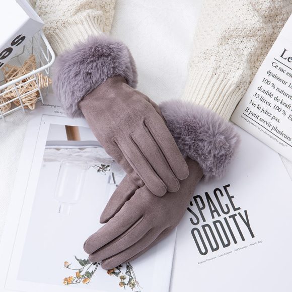 Thermal Touch Screen Fleece-lined Thick Suede Gloves - Image 4