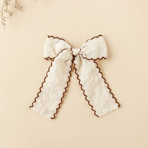 Barrettes Embroidered Lace Dovetail Bow Girl's Hairpin Back Head - Image 7