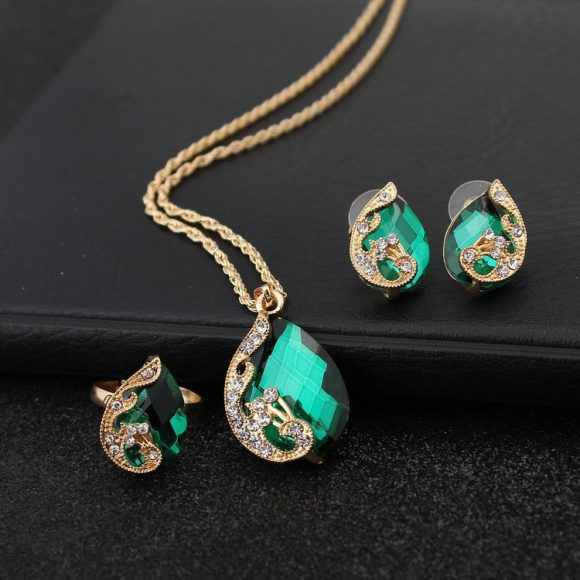 Geometric Gem Earrings Necklace Jewelry Suit - Image 5