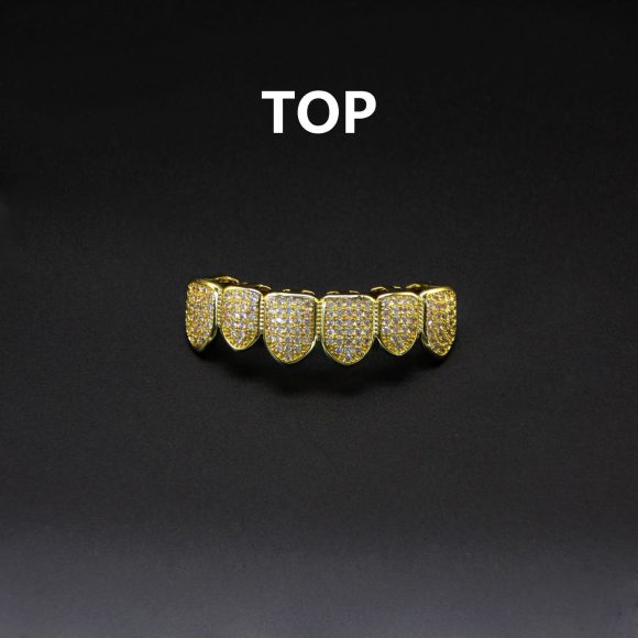 Hip Hop Tooth Socket Copper Zircon Micro British Real Gold Non-fading Tooth Decoration - Image 6