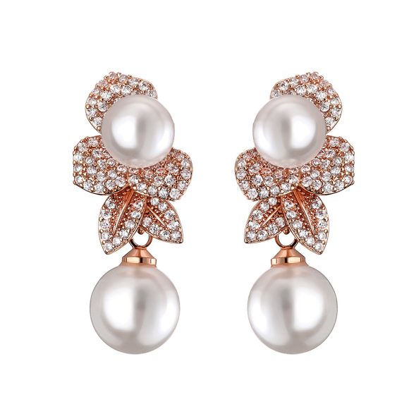 Retro Affordable Luxury Fabulous Pearl Earrings Female Fashion Simple Flower Zircon Ear Studs - Image 4