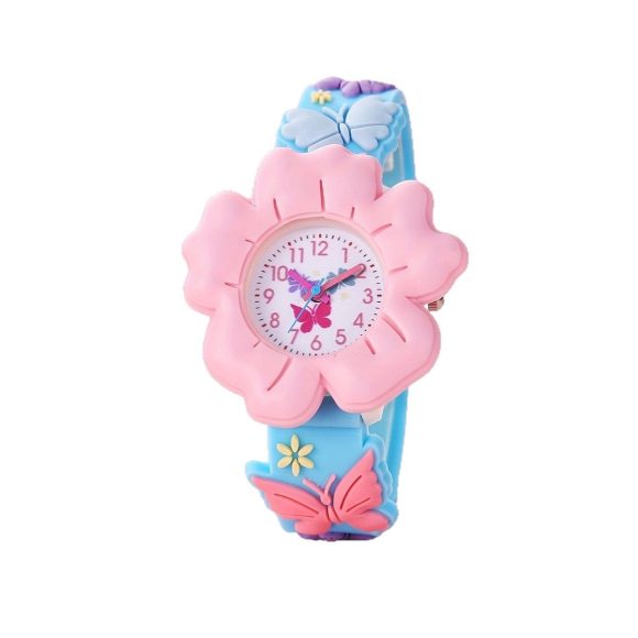 Student Girl Children Cartoon Color Cute Flowers Pattern Silicone Quartz Watch - Image 9