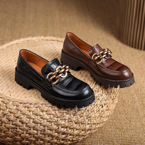 European And American Style Retro Platform Loafers - Image 5