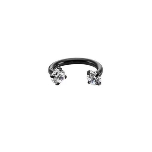 Stainless Steel Piercing Ornaments Round Double Zircon Nose Ring U-shaped Nose Ring - Image 8