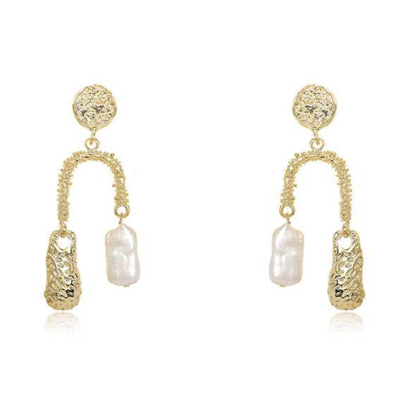 European And American Ins Cold Style Natural Baroque Pearl Earrings Women's Elegant U-shaped - Image 5