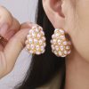 European And American Retro Drop Shape Inlaid Artificial Pearl Earrings