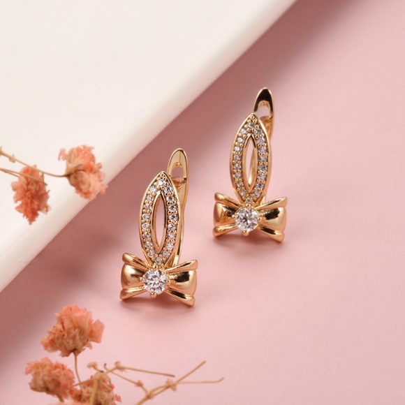 Ins Special-interest Design Copper Gold Plated Zircon Earrings - Image 4