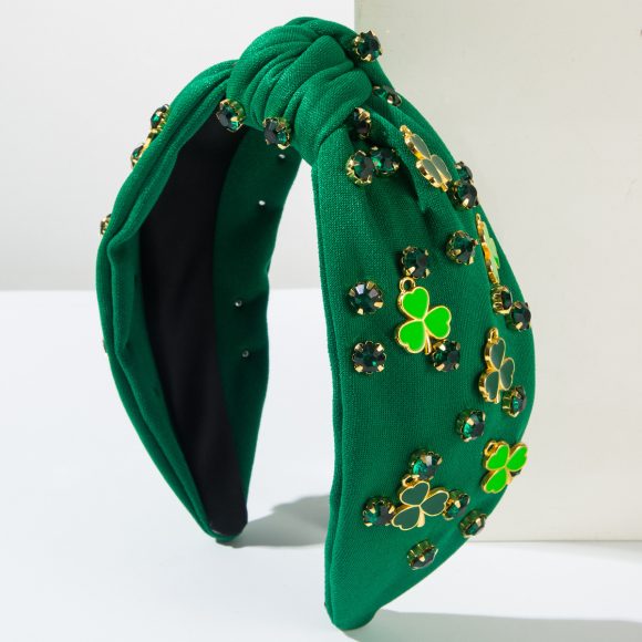 Rhinestone Green Clover Decoration Hair Accessories Hair Hoop Female - Image 6
