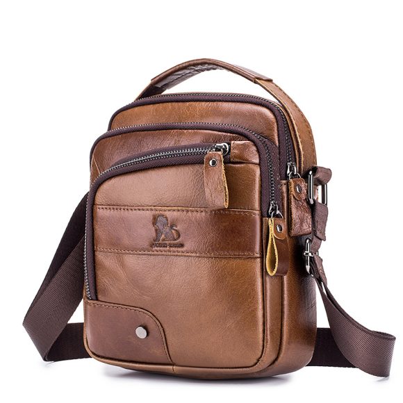 Men's Casual Simple First Layer Small Cowhide Crossbody Bag - Image 7