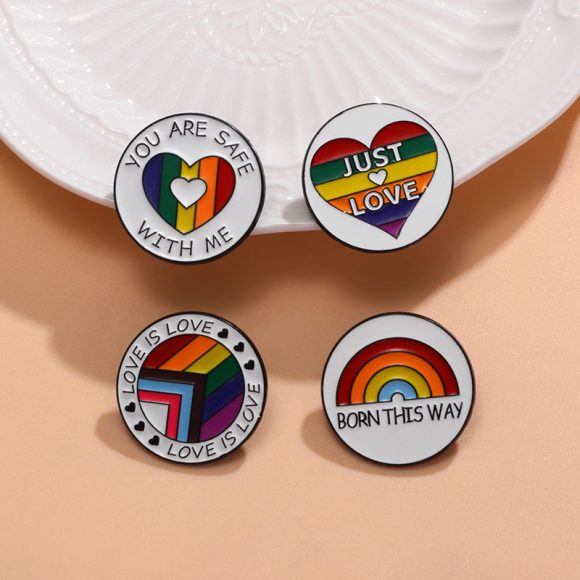 Women's Fashion English Letter Rainbow Love Alloy Drip Badge - Image 7