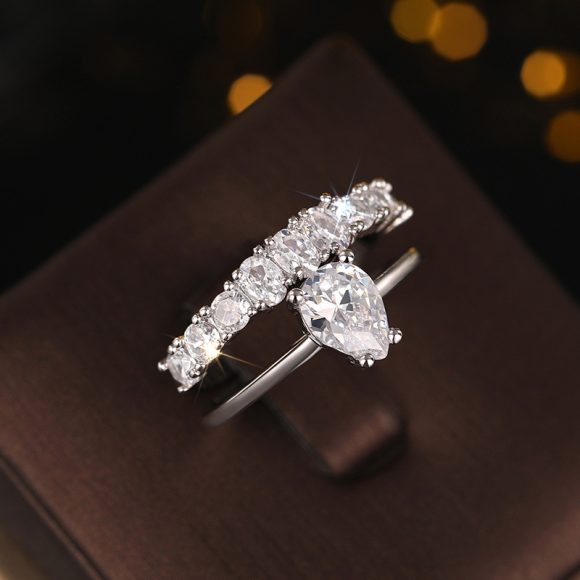 European And American Drop-shaped Design Zircon Ring Fashionable And Exquisite - Image 5