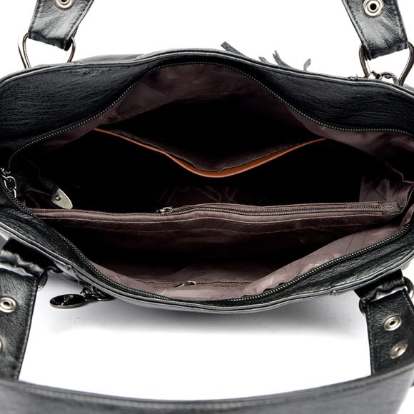Classic Washed Sheepskin Tassel Bag Texture - Image 4