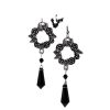 Gothic Rose Black Crystal Pendant Earrings Retro Fashion - Image 4