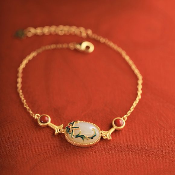 Icing On The Cake Hetian Jade Hand Accessory Bracelet - Image 5