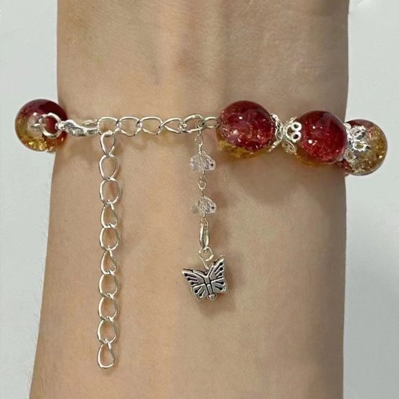 Maple Leaf Red Burst Beaded Bracelet - Image 3