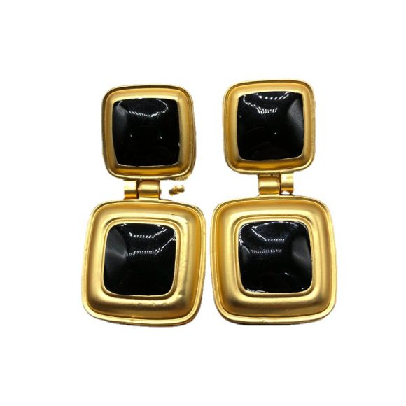 Antique Necklace Earrings Classic Black Enamel Necklace Suit - Image 6