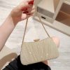 Shiny Pleated Evening Party Dress One Shoulder Prom Bag - Image 3