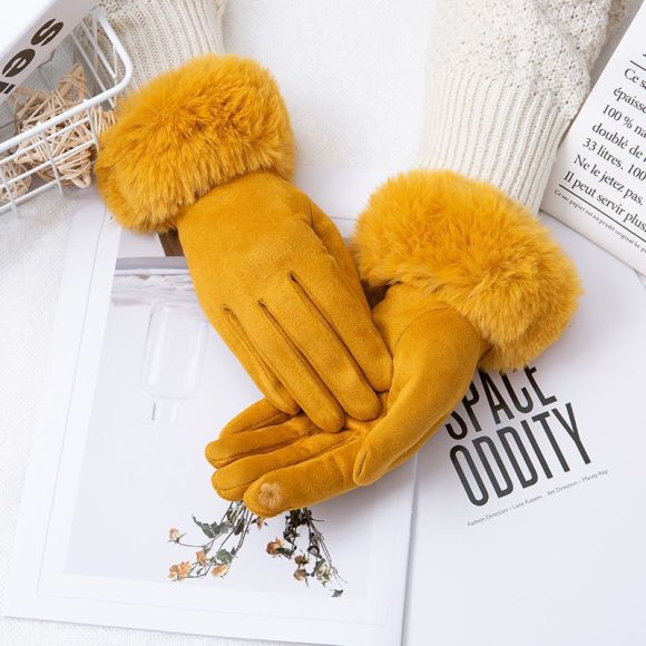 Thermal Touch Screen Fleece-lined Thick Suede Gloves - Image 10