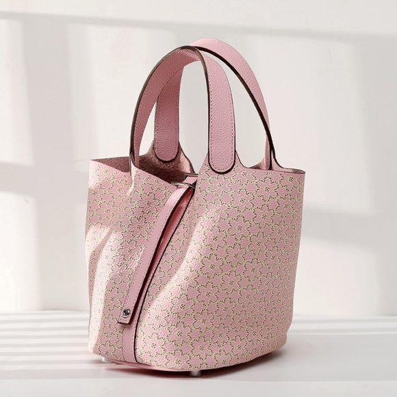 Cowhide Painted Vegetable Basket Portable Women's Bag Adjustable Shoulder Strap - Image 8