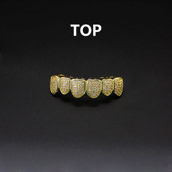 Hip Hop Tooth Socket Copper Zircon Micro British Real Gold Non-fading Tooth Decoration - Image 3