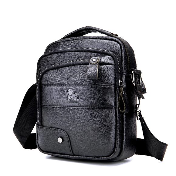 Men's Casual Simple First Layer Small Cowhide Crossbody Bag - Image 4