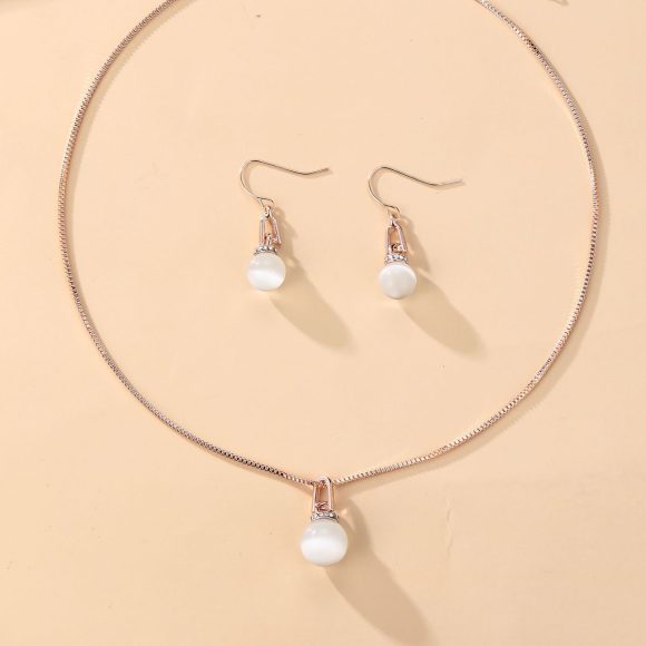 Geometric Ball Resin Necklace Earrings Jewelly Suit - Image 3