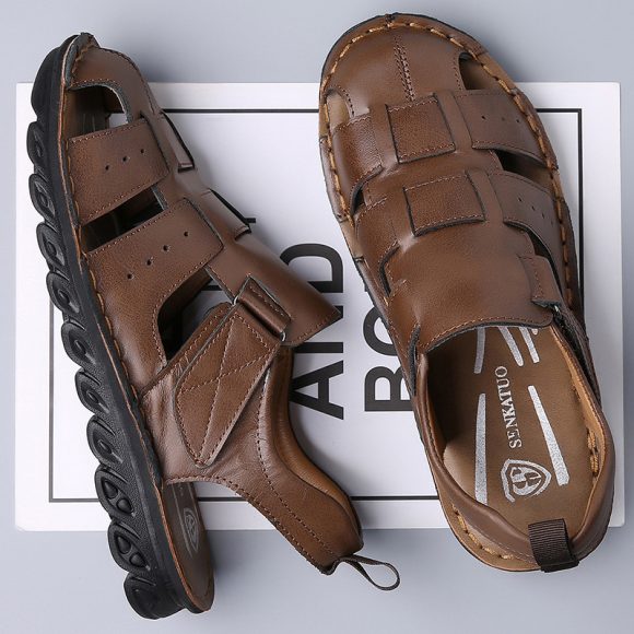 Men's Leather Sandals Soft Bottom Non-slip - Image 5