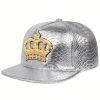 Crown Metal Label Hip Hop Hat European And American PU Leather Flat Eaves Cap - Image 9
