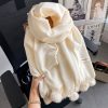 Beige Artificial Cashmere Scarf Fur Ball Winter Warm Tassel Shawl - Image 8