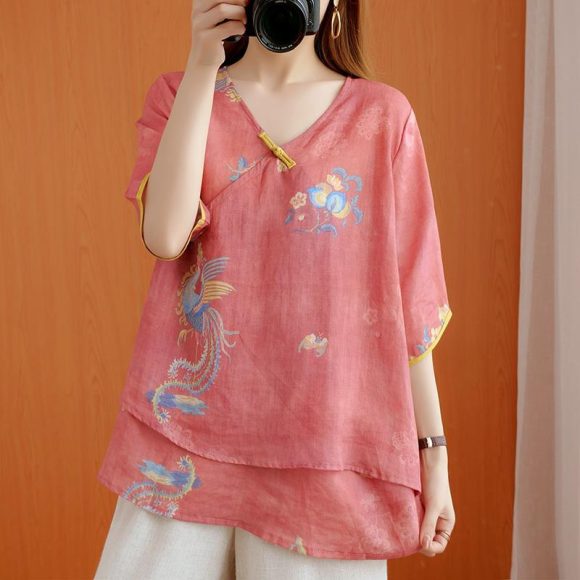 Chinese Style Retro Anti-aging Temperament Shirt Women's Summer Loose - Image 4