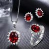 High-grade Ring Necklace Ear Stud Ornament Colored Gems Set Three-piece Set - Image 2