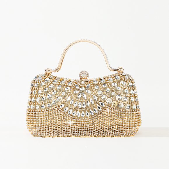 Rhinestone Tassel Portable Chain Box Dinner Bag Women - Image 4