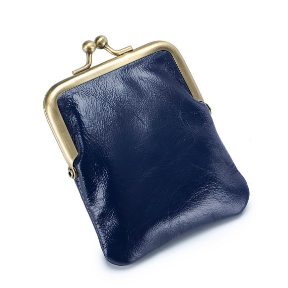 First Layer Oil Wax Cowhide Retro Compact Clip Coin Purse - Image 6