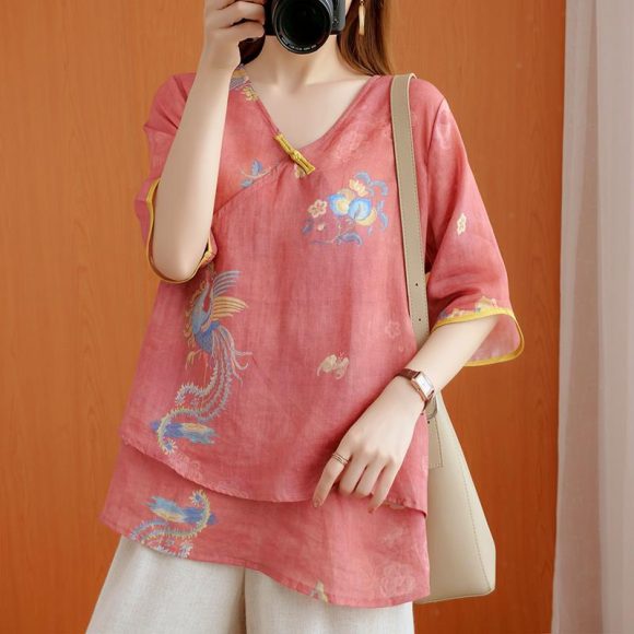 Chinese Style Retro Anti-aging Temperament Shirt Women's Summer Loose - Image 2