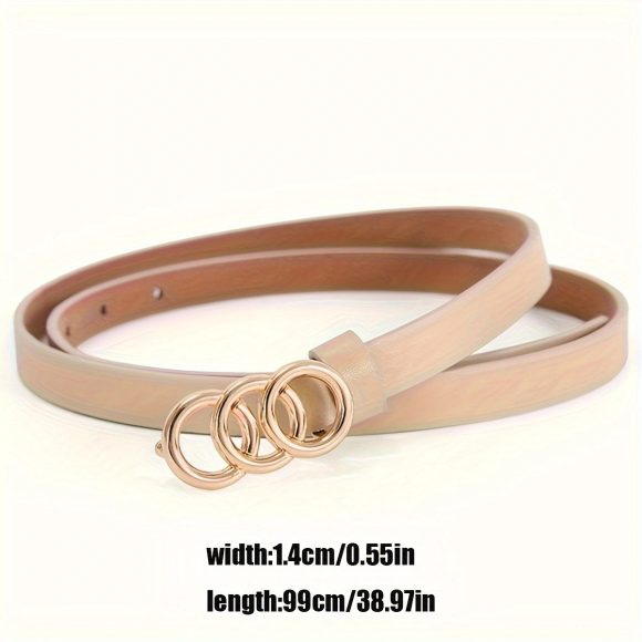Women's Stylish Retro Minimalism 3-ring Thin Belt - Image 3